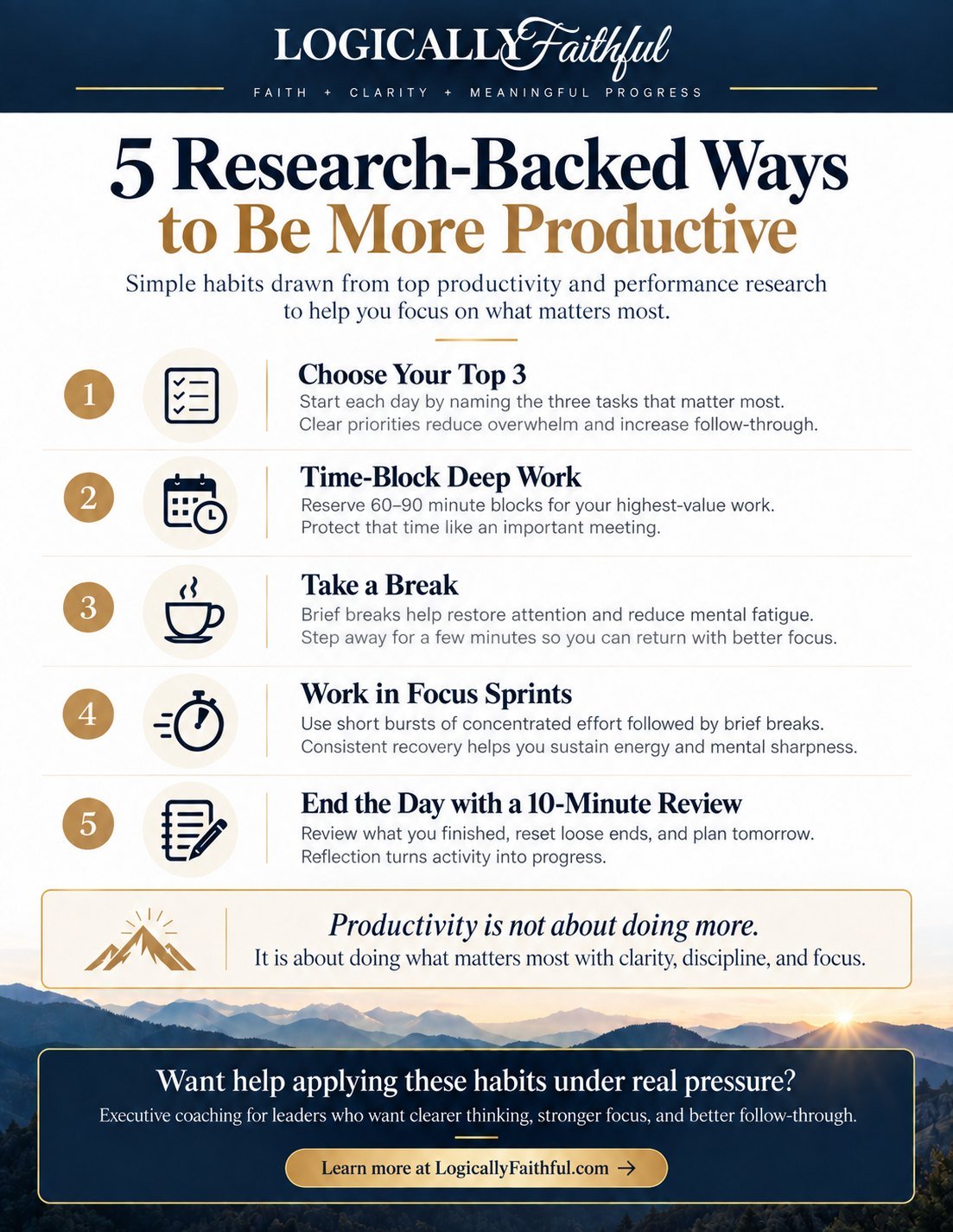 5 Research-Backed Ways to Be More Productive, a free guide by Dr. Khaldoun A. Sweis