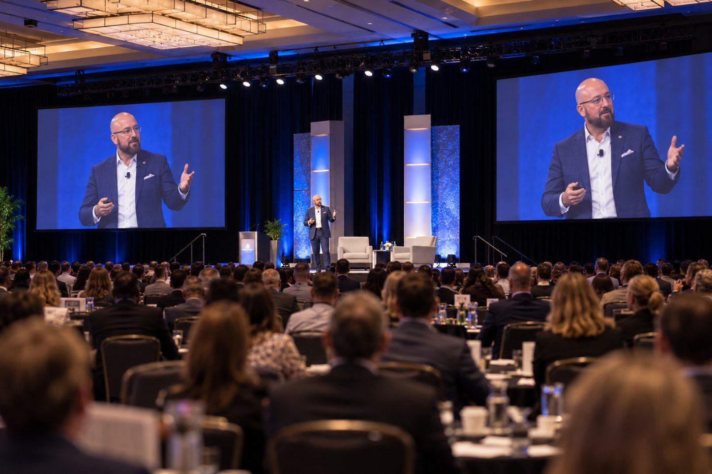 Dr. Khaldoun Sweis delivering a keynote to a corporate audience